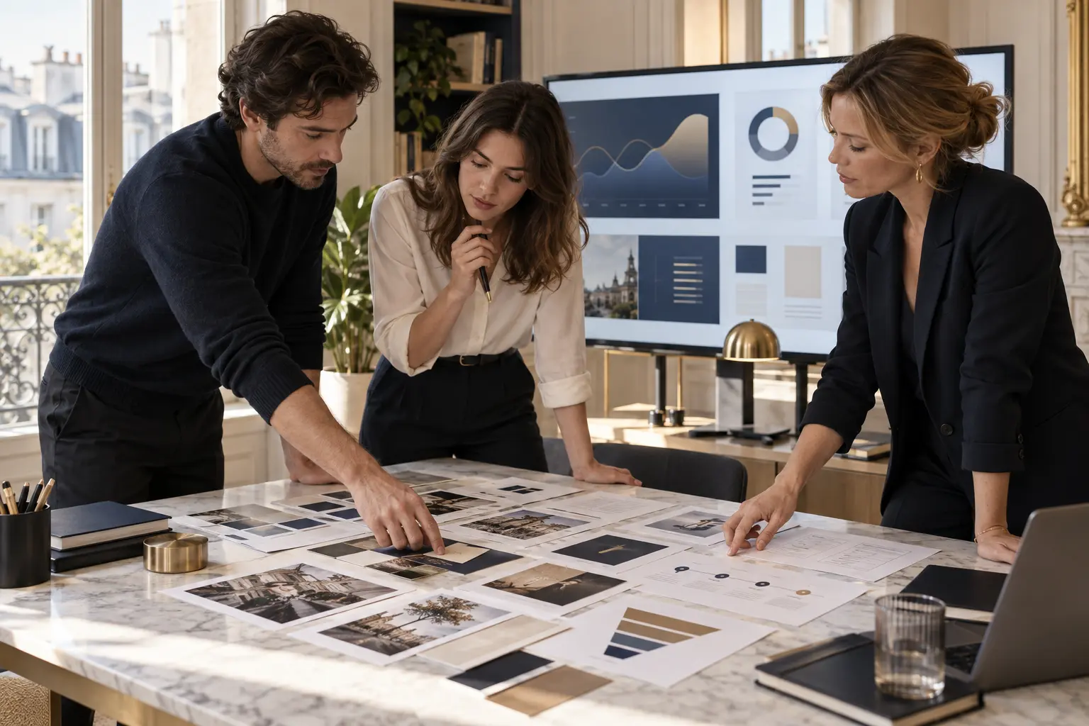 Mise en scène éditoriale d’une séance de travail autour de concepts de campagne